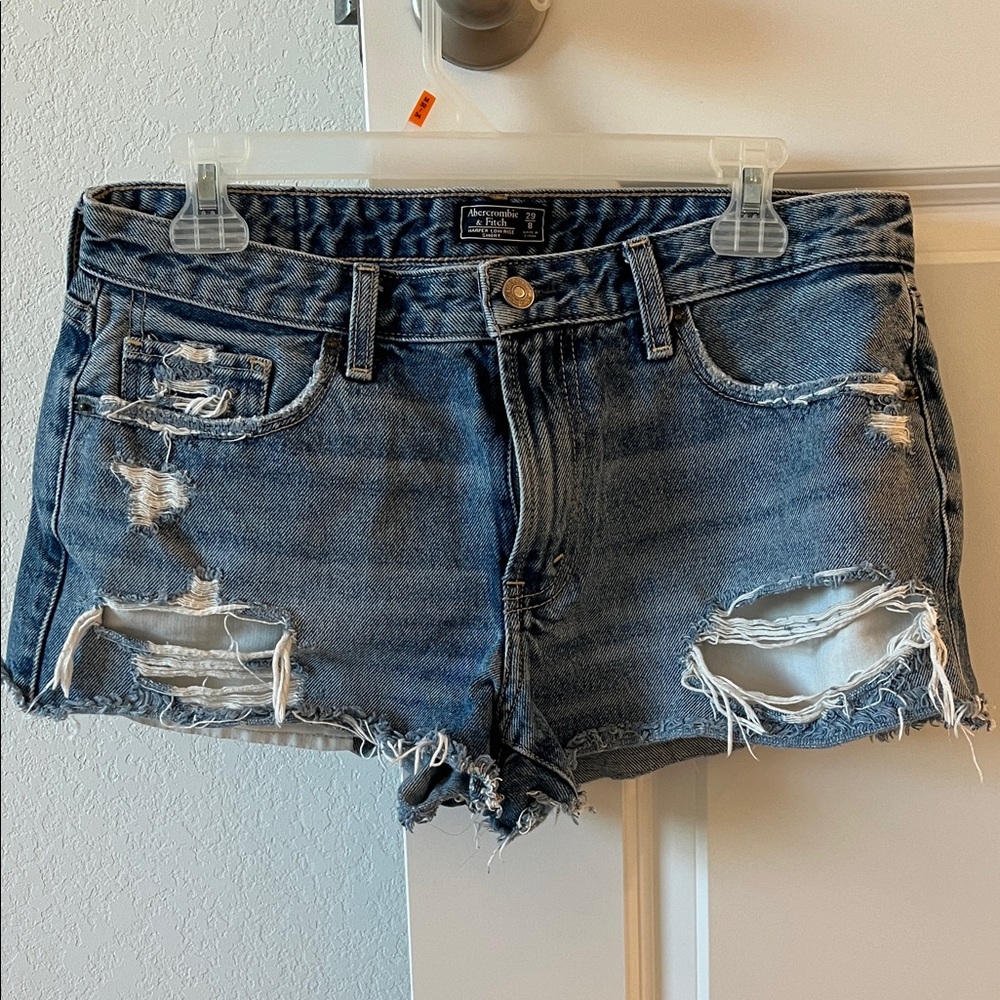 Abercrombie & Fitch Blue Distressed Jean Shorts